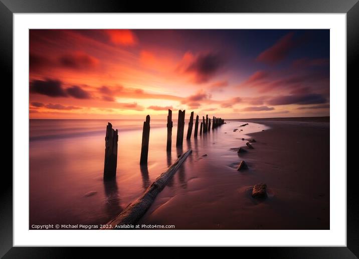 A beach in europe at sunset long time exposure. Framed Mounted Print by Michael Piepgras