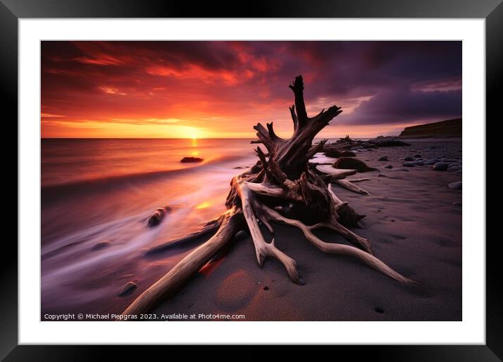 A beach in europe at sunset long time exposure. Framed Mounted Print by Michael Piepgras