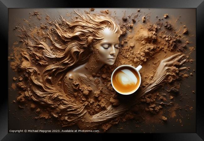 A beautiful coffee and cream artwork in deep brown color. Framed Print by Michael Piepgras