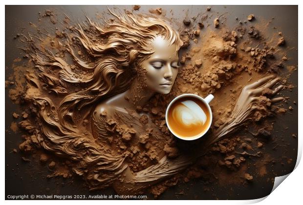 A beautiful coffee and cream artwork in deep brown color. Print by Michael Piepgras