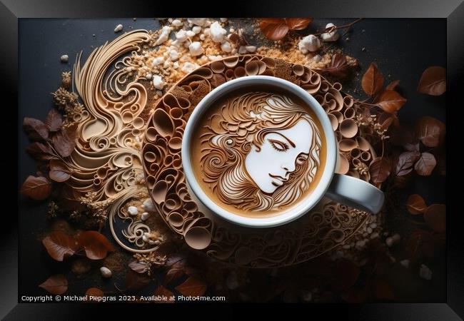 A beautiful coffee and cream artwork in deep brown color. Framed Print by Michael Piepgras