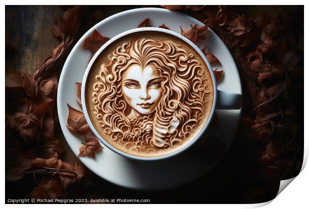 A beautiful coffee and cream artwork in deep brown color. Print by Michael Piepgras