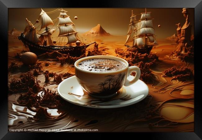 A beautiful coffee and cream artwork in deep brown color. Framed Print by Michael Piepgras