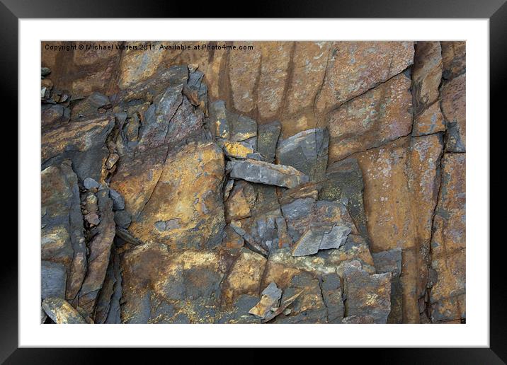 Colorful Stone Wall Framed Mounted Print by Michael Waters Photography