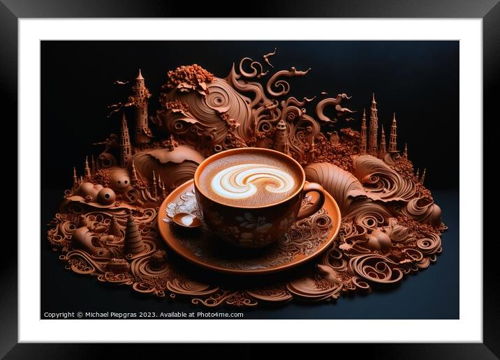 A beautiful coffee and cream artwork in deep brown color. Framed Mounted Print by Michael Piepgras