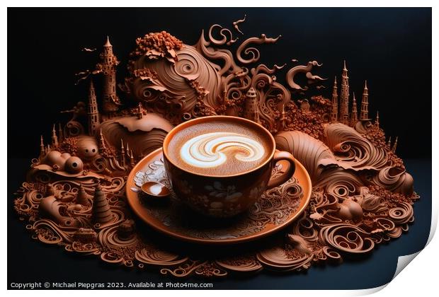 A beautiful coffee and cream artwork in deep brown color. Print by Michael Piepgras