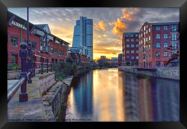 Leeds City Sunset Framed Print by Alison Chambers