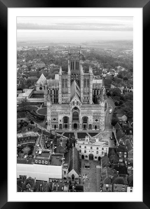 Lincoln Cathedral Black and White Framed Mounted Print by Apollo Aerial Photography