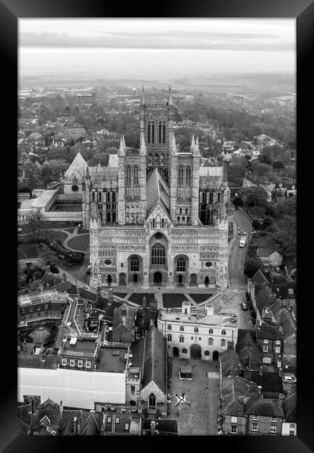 Lincoln Cathedral Black and White Framed Print by Apollo Aerial Photography