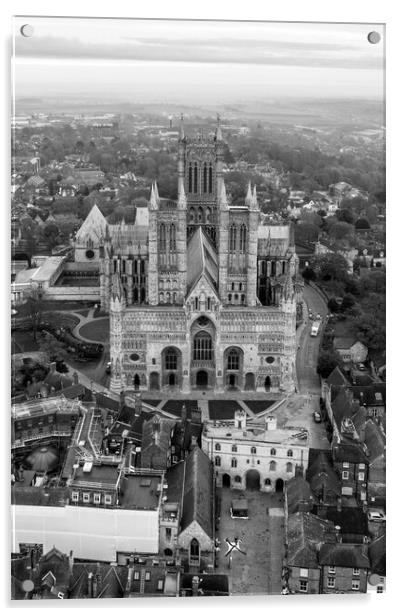 Lincoln Cathedral Black and White Acrylic by Apollo Aerial Photography
