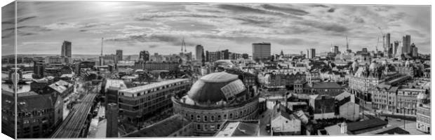 Leeds Panorama Black and White  Canvas Print by Apollo Aerial Photography