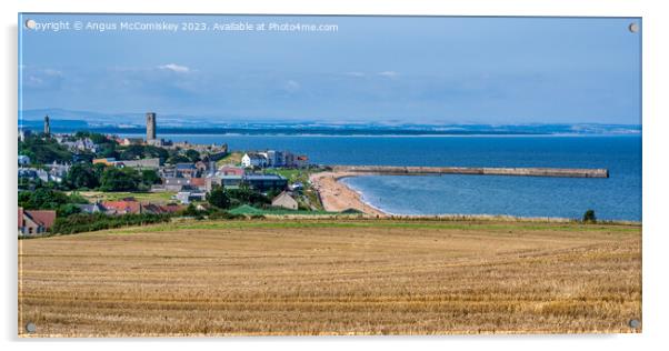 Panoramic view of St Andrews East Sands beach Fife Acrylic by Angus McComiskey