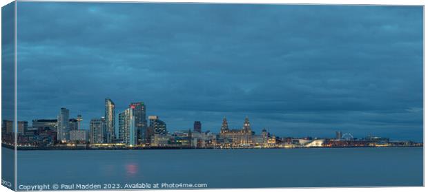 Liverpool waterfront skyline panorama Canvas Print by Paul Madden