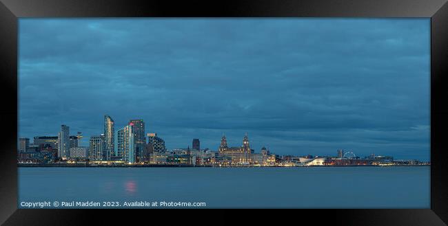 Liverpool waterfront skyline panorama Framed Print by Paul Madden
