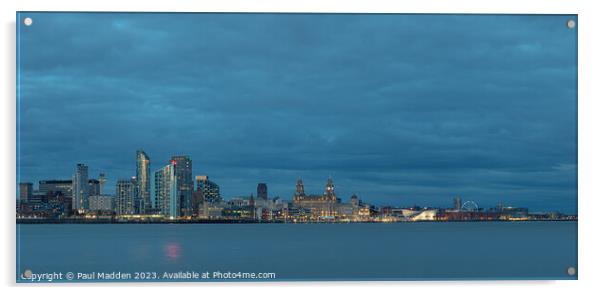 Liverpool waterfront skyline panorama Acrylic by Paul Madden