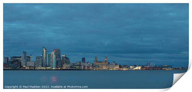 Liverpool waterfront skyline panorama Print by Paul Madden
