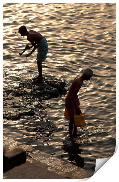 Collecting Water from the Ganges Print by Serena Bowles