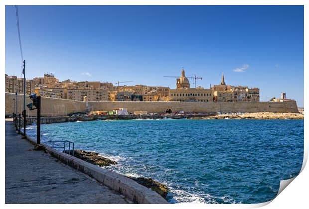 Valletta City Skyline Sea Bay View Print by Artur Bogacki