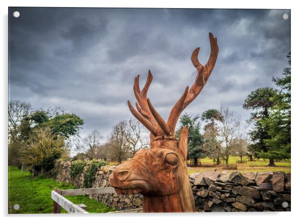 Red Deer Sculpture in Charnwood Forest Acrylic by Bill Allsopp