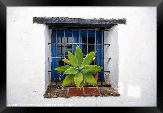 Castella Del Frontera window. Framed Print by Chris North