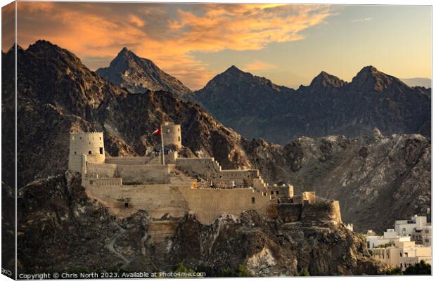 The Al Mirani Fort sunset. Canvas Print by Chris North