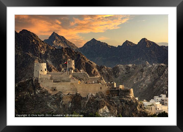 The Al Mirani Fort sunset. Framed Mounted Print by Chris North