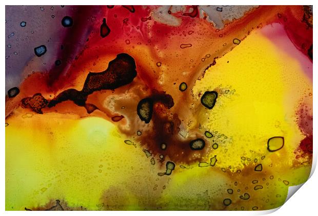 Red and gold abstract Print by Bill Allsopp