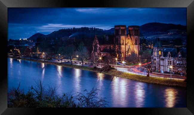 Inverness Cathedral at Night Framed Print by John Frid