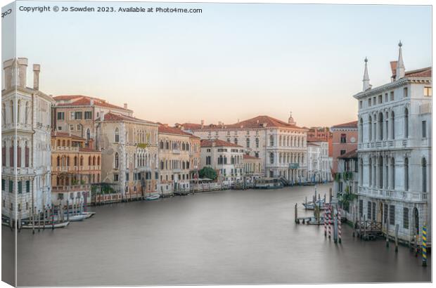 Sunrise over the Venetian Canal Canvas Print by Jo Sowden