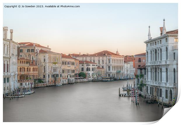 Sunrise over the Venetian Canal Print by Jo Sowden