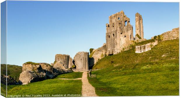 The Romantic Ruins of Corfe Castle  Canvas Print by Paul Tuckley