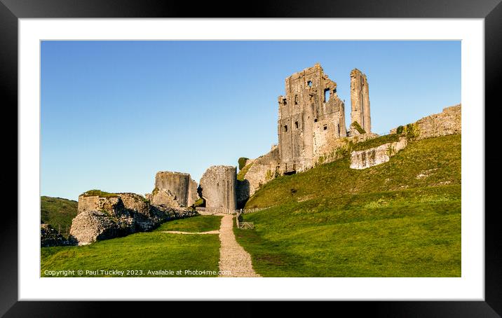The Romantic Ruins of Corfe Castle  Framed Mounted Print by Paul Tuckley