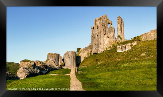 The Romantic Ruins of Corfe Castle  Framed Print by Paul Tuckley