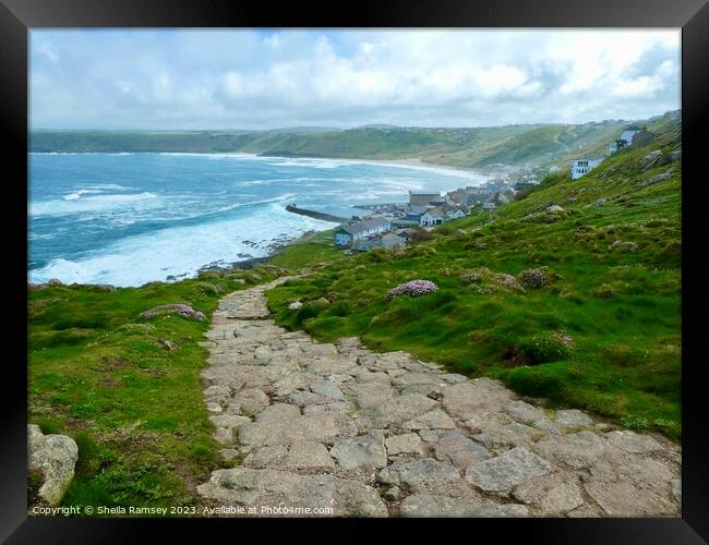 Path To Sennen Cove Framed Print by Sheila Ramsey