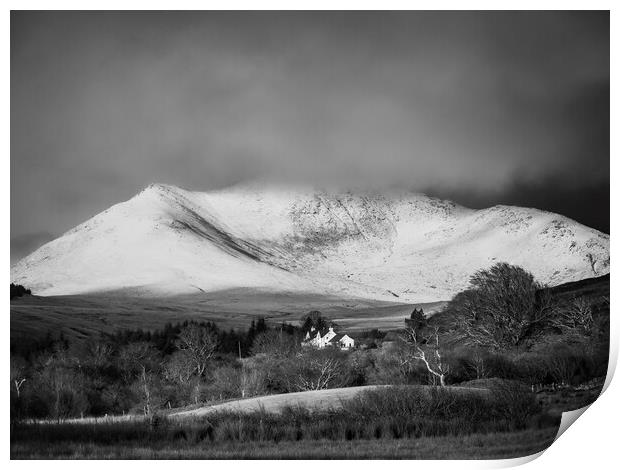 Wintery Beinn Nuis Mono Print by David Brookens