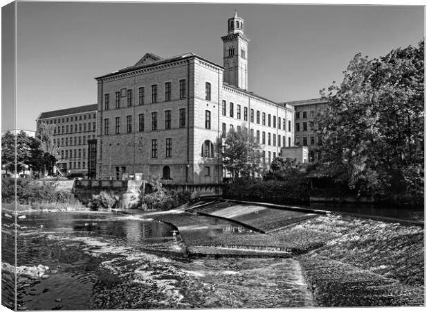 New Mill and River Aire, Saltaire Canvas Print by Darren Galpin