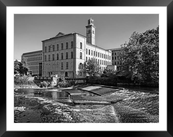 New Mill and River Aire, Saltaire Framed Mounted Print by Darren Galpin