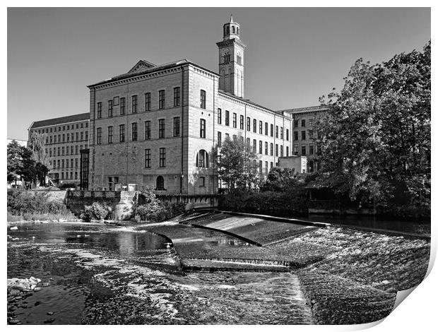 New Mill and River Aire, Saltaire Print by Darren Galpin
