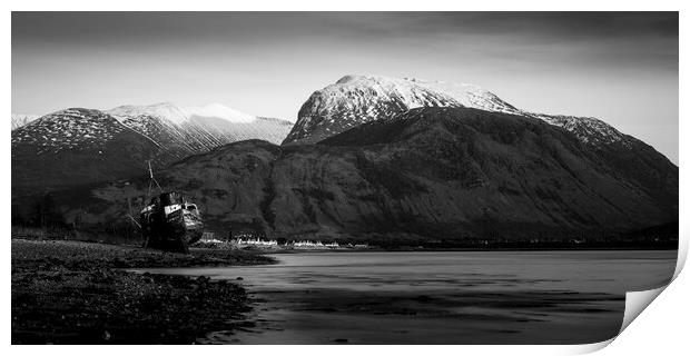 Ben Nevis and the old Boat  Print by Anthony McGeever