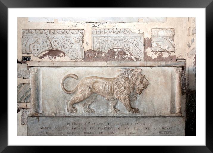 Lion Sarcophagus Framed Mounted Print by Fabrizio Troiani