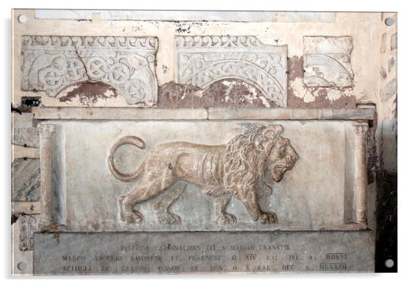 Lion Sarcophagus Acrylic by Fabrizio Troiani