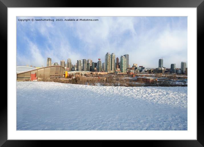 Calgary Skyline Winter Wonderland Framed Mounted Print by rawshutterbug 