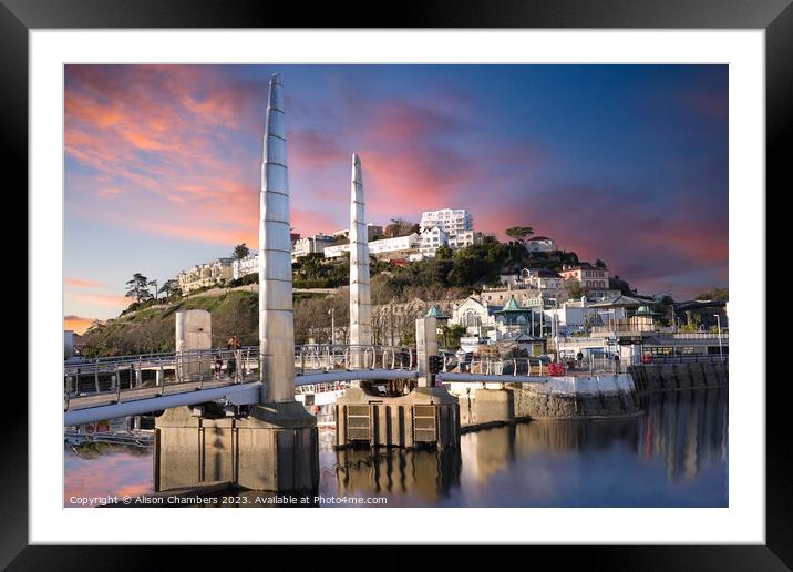 Torquay Sunset Framed Mounted Print by Alison Chambers