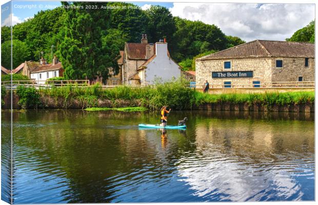 Dog Day Out At Sprotbrough Canal Doncaster Canvas Print by Alison Chambers