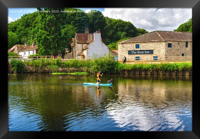 Dog Day Out At Sprotbrough Canal Doncaster Framed Print by Alison Chambers