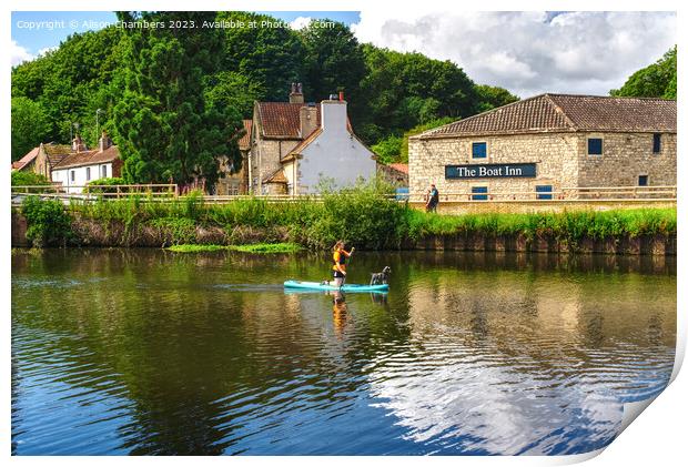 Dog Day Out At Sprotbrough Canal Doncaster Print by Alison Chambers