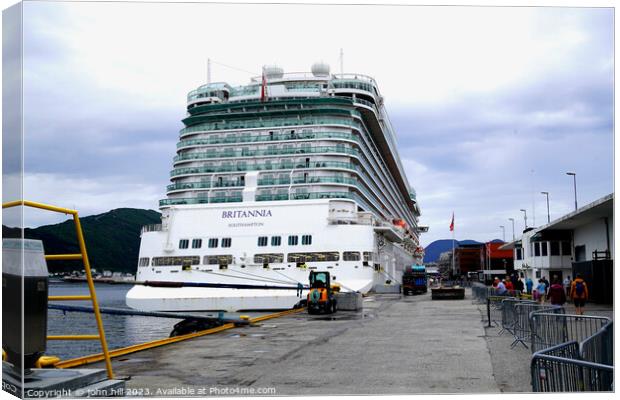 P&O cruise ship Britannia in Port at Skjolden, Nor Canvas Print by john hill