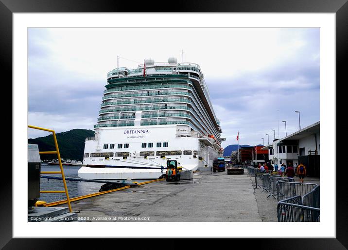 P&O cruise ship Britannia in Port at Skjolden, Nor Framed Mounted Print by john hill