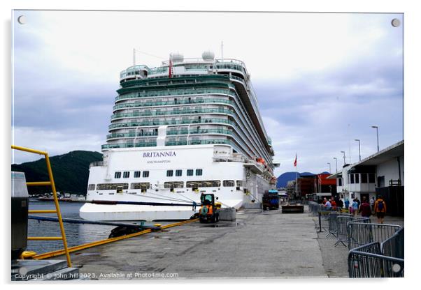 P&O cruise ship Britannia in Port at Skjolden, Nor Acrylic by john hill