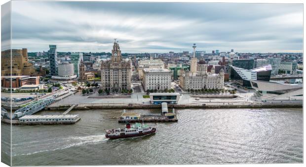 Ferry On The Mersey Canvas Print by Apollo Aerial Photography